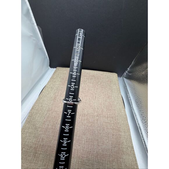 Black Onyx-Style Marquise CZ Halo Ring Sterling Silver Plated Size 6 - Picture 8 of 11